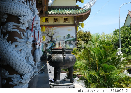 Lady Buddha statue at the Linh Ung Pagoda in Danang city in Vietnam lady buddha danang Detail of the temple of Guan Yin statue for warship of Danang Province, Vietnam. Lady Buddha statue at the Linh Ung Pagoda in Danang city in Vietnam lady buddha danang Detail of the temple of Guan Yin statue for warship of Danang Province, Vietnam. 126800542