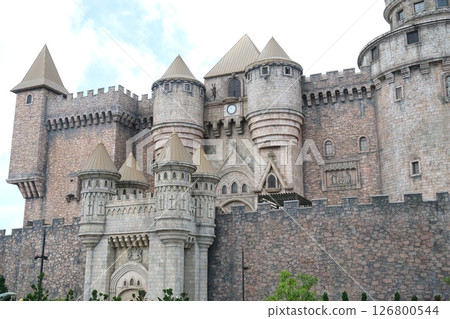 Ba Na Hills Da Nang Vietnam 05.21.2025 Danang attractions of Vietnam cable car funicular attractions architecture castles palaces art tourism place for photos blue sky with-white clouds famous place 126800544