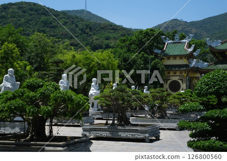 Lady Buddha statue at the Linh Ung Pagoda in Danang city in Vietnam lady buddha danang Detail of the temple of Guan Yin statue for warship of Danang Province, Vietnam. 126800560