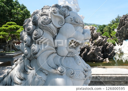 Lady Buddha statue at the Linh Ung Pagoda in Danang city in Vietnam lady buddha danang Detail of the temple of Guan Yin statue for warship of Danang Province, Vietnam. 126800595