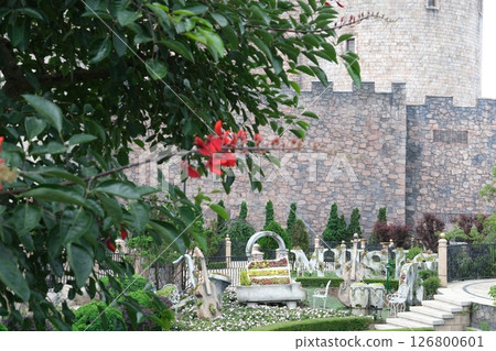 Ba Na Hills Da Nang Vietnam 05.21.2025 Danang attractions of Vietnam cable car funicular attractions architecture castles palaces art tourism place for photos blue sky with-white clouds famous place 126800601