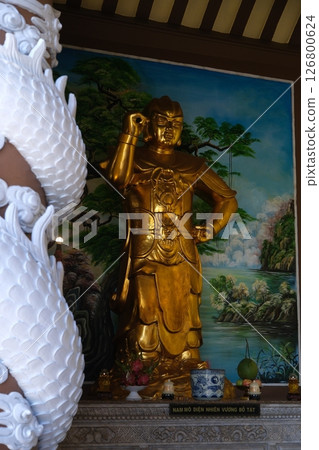 Lady Buddha statue at the Linh Ung Pagoda in Danang city in Vietnam lady buddha danang Detail of the temple of Guan Yin statue for warship of Danang Province, Vietnam. 126800624