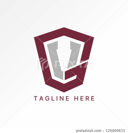 Logo design graphic concept creative premium vector stock image top sell letter GV VG font shield guard scutum scute soldier military strength defense 126800633