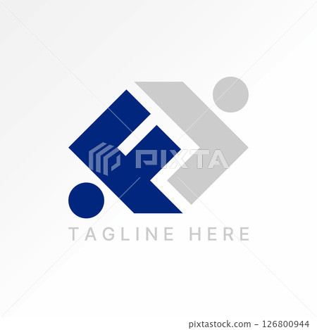 Logo design graphic concept creative premium vector stock image top sell initial FL LF font square flip human people holding hug together friendship 126800944