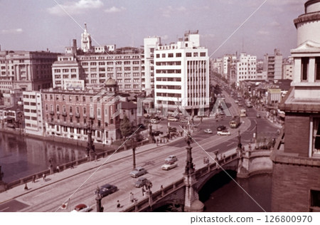 Old photo: Panorama of Nihonbashi, Tokyo, 1956 126800970