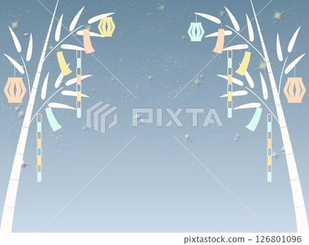七夕裝飾和夜空插圖 126801096