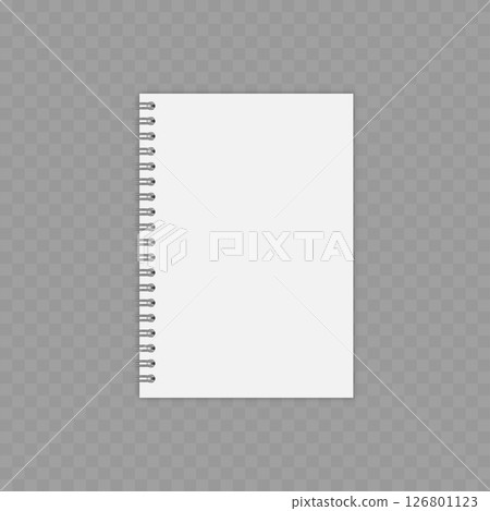 Blank White Spiral Notebook Mockup - Wire-Bound Pad Template. Vector Blank White Spiral Notebook Mockup - Wire-Bound Pad Template. Vector 126801123