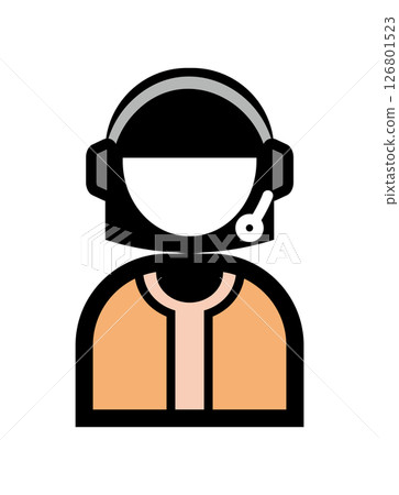 Simple color illustration icon of call center staff responding to phone calls 126801523