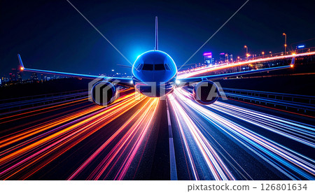 Passenger plane_low altitude flight background 126801634