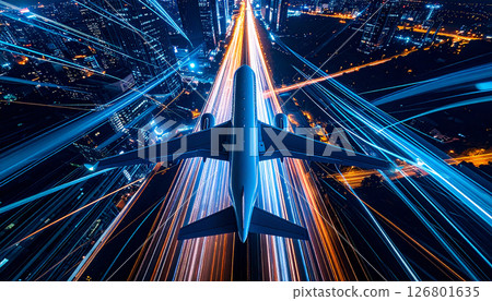 客機_低空飛行背景 126801635