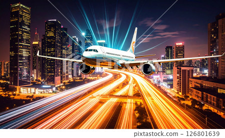 客機_低空飛行背景 客機_低空飛行背景 126801639