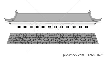 Japanese Castle Tamon-yagura (Tamon-yagura) / Illustration of a Tenement House Japanese Castle Tamon-yagura (Tamon-yagura) / Illustration of a Tenement House 126801675