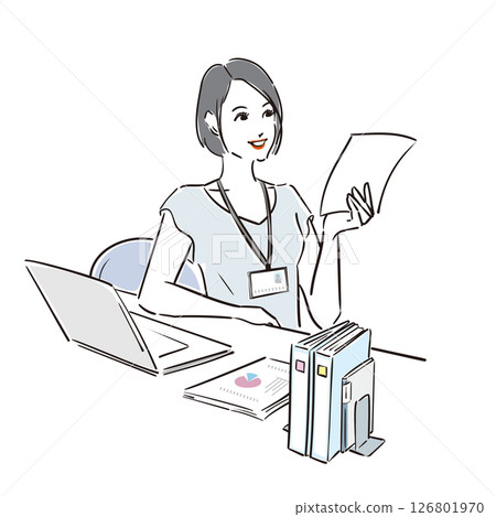 Senior career woman doing desk work 126801970