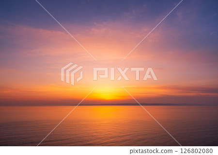 Sunset at Cape Kakuda: Sunset over Sado Island 126802080
