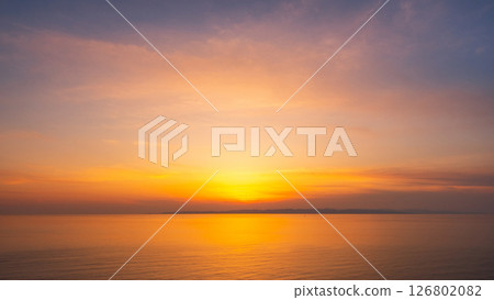Sunset at Cape Kakuda: Sunset over Sado Island 126802082