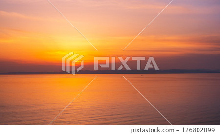 Sunset at Cape Kakuda: Sunset over Sado Island 126802099