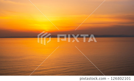 Sunset at Cape Kakuda: Sunset over Sado Island 126802101