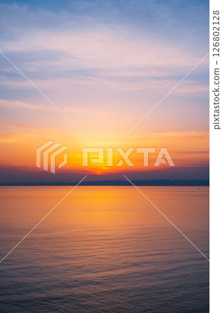 Sunset at Cape Kakuda: Sunset over Sado Island 126802128