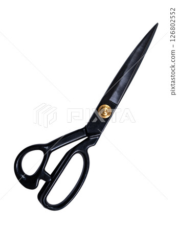 Black tailor's scissors isolated on white background. High quality photo 126802552