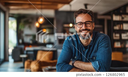 Smiling man living in a comfortable home 126802965