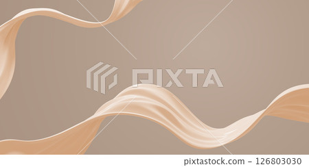 Liquid foundation or cosmetic cream on brown background with copy space 3D render 126803030