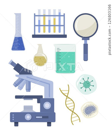 Set of Science Laboratory Equipment Flat Design Element Clip Art 126803166
