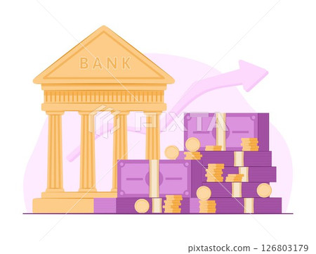 Stack of Cash Money and Coins for Banking and Financial Concept Illustration 126803179