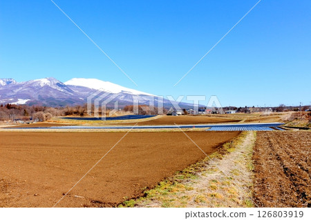 Snow-capped Mt. Asama in March Mountains of Shinshu Scenery of Shinshu 126803919