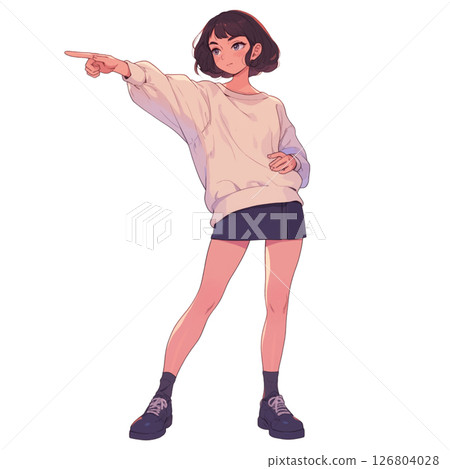 指向手指的女孩 126804028