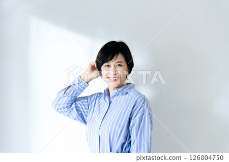 Youthful senior woman portrait 126804750