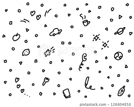 幾何圖案、心形、星星和水果的寬鬆背景插圖 126804858