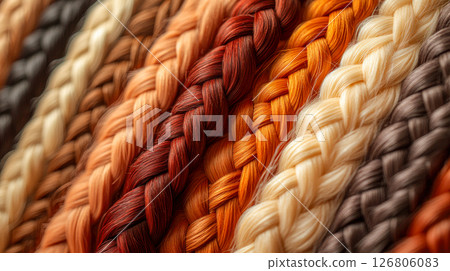Braid of natural hair close-up. Hair extensions. 126806083