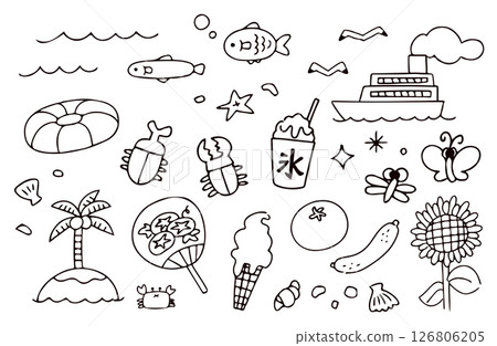 夏季插畫素材集 126806205