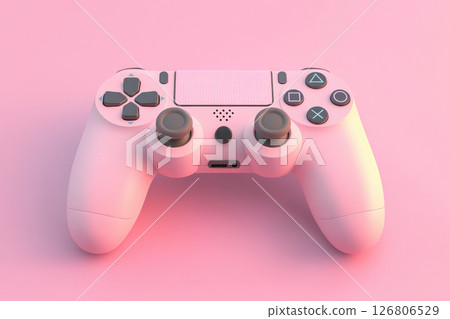 Wireless game stick, game controller on a pink background. 126806529
