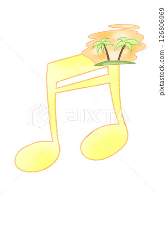 漂浮在音符上的熱帶島嶼 漂浮在音符上的熱帶島嶼 126806969