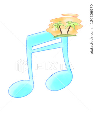 A tropical island floating on musical notes 126806970
