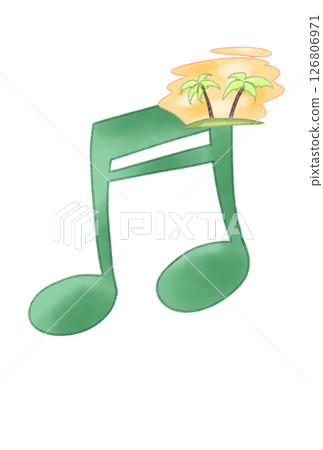 A tropical island floating on musical notes 126806971