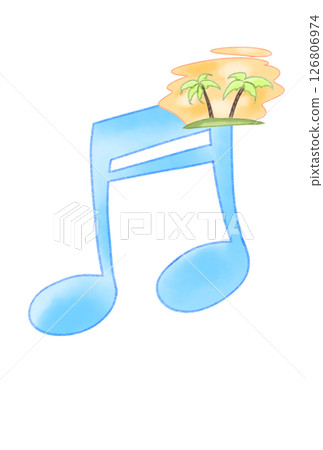 漂浮在音符上的熱帶島嶼 漂浮在音符上的熱帶島嶼 126806974