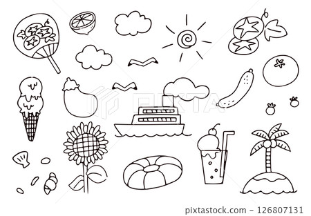 Summer illustration material set 126807131