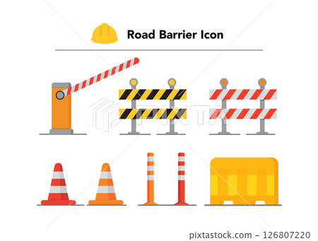 Road barrier icon set flat design stock illustration 126807220