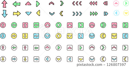 Handwritten arrow icon set colorful 126807397