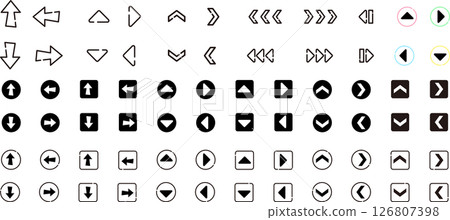 手寫的箭頭圖示設定黑色和白色 126807398