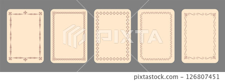 Vintage frames set isolated on gray background. Ornamental label frames. Fashionable ornate frames for wedding invitations, greeting cards, prints. Vintage frames set isolated on gray background. Ornamental label frames. Fashionable ornate frames for wedding invitations, greeting cards, prints. 126807451