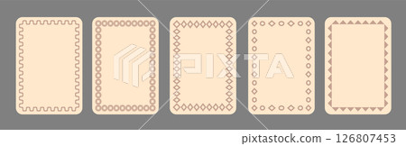 Vintage frames set isolated on gray background. Ornamental label frames. Fashionable ornate frames for wedding invitations, greeting cards, prints. Vintage frames set isolated on gray background. Ornamental label frames. Fashionable ornate frames for wedding invitations, greeting cards, prints. 126807453