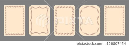 Vintage frames set isolated on gray background. Ornamental label frames. Fashionable ornate frames for wedding invitations, greeting cards, prints. Vintage frames set isolated on gray background. Ornamental label frames. Fashionable ornate frames for wedding invitations, greeting cards, prints. 126807454