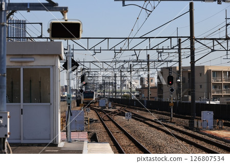 JR南部線從武藏中原站出發的列車 JR南部線從武藏中原站出發的列車 126807534