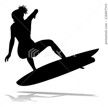 Woman Surfer Surfboard Female Surfer Silhouette 126807541