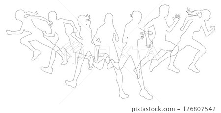 Silhouette Runners Running Sports Silhouettes Set Silhouette Runners Running Sports Silhouettes Set 126807542