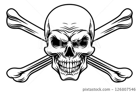 Skull and Crossbones Pirate Crossed Bones Design 126807546