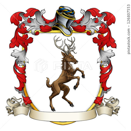 Heraldry Stag Deer Coat of Arms Heraldic Shield 126807553